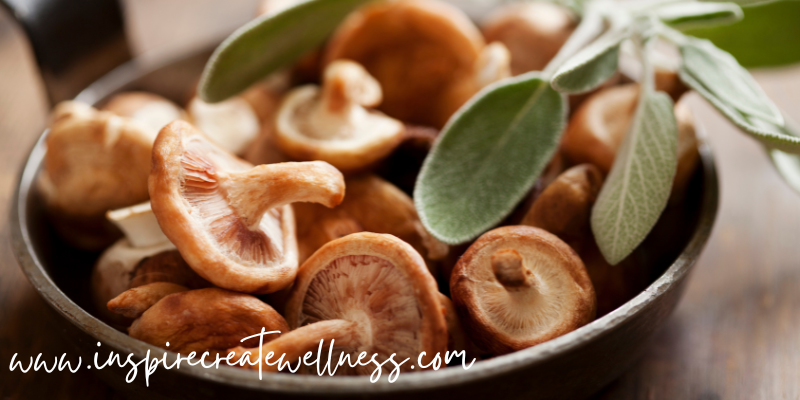 Shitake Mushrooms in a black bowl