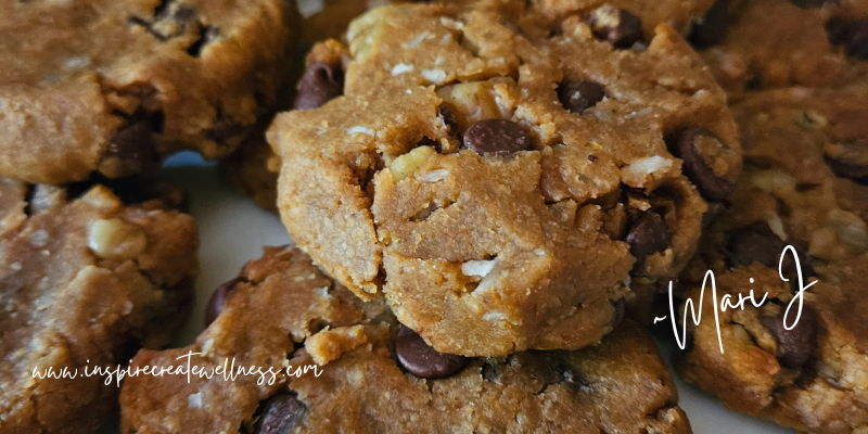 Protein Packed Gluten Free Chocolate Chip Cookies on a white plate