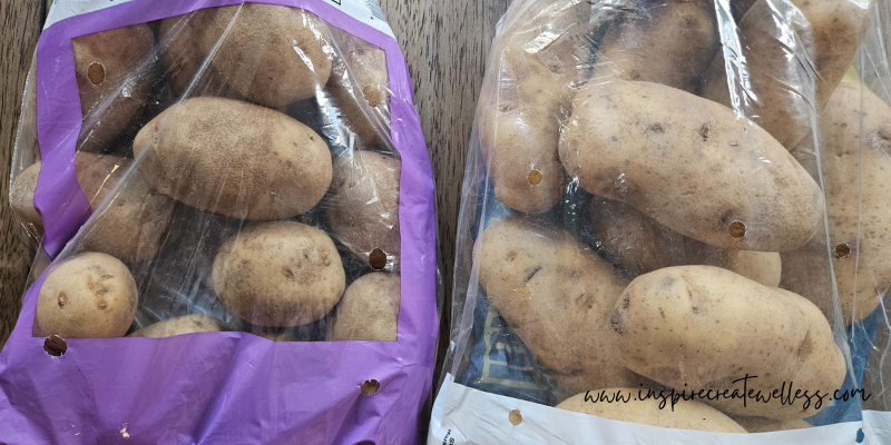 Bag of Russet Potatoes and a bag of Organic Russet Potatoes