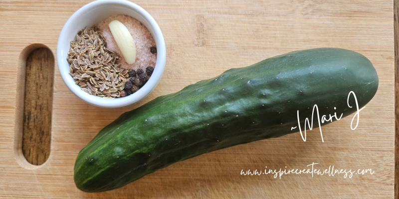 Refrigerator Pickle Recipe - Fresh organic cucumber and spices for making pickles