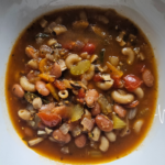 Hearty Homemade Minestrone Soup in a white bowl