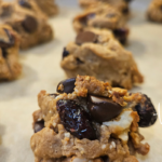 Baked Chocolate Chip Cookie Bites on a cookie sheet