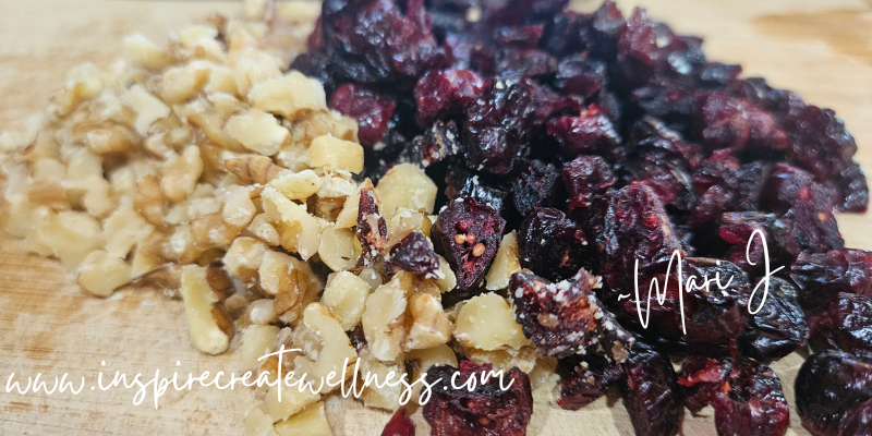 Chopped walnuts and dried cranberries