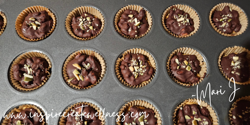 A tray of Homemade Healthy Dark Chocolate Peanut Butter Cups