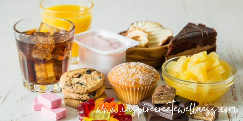 Processed Foods with loads of sugar...juice, pop, cookies, cupcakes, muffins, and candy