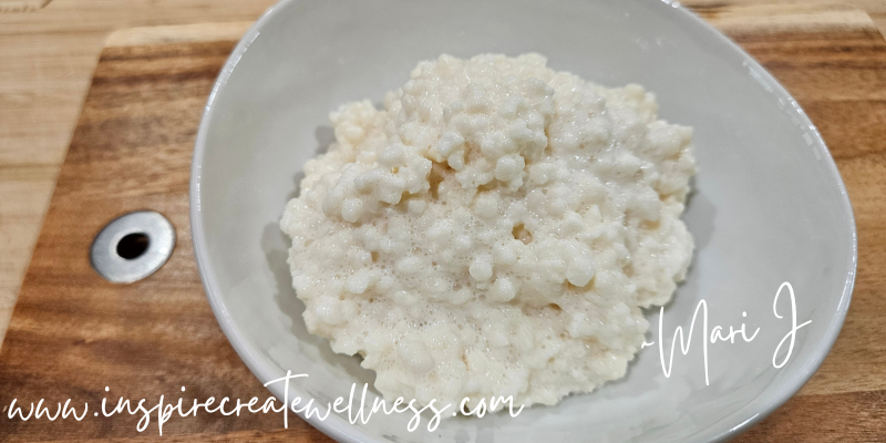 Kefir Grains in a small white bowl