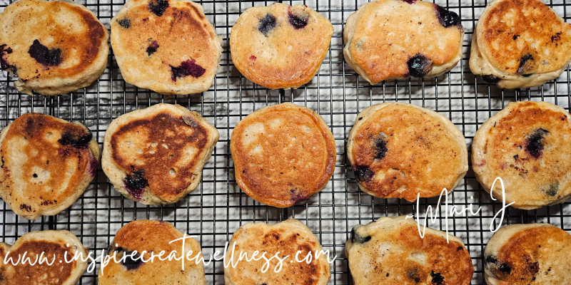 Blueberry Kefir Pancakes on a cooling rack