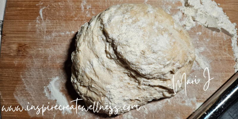 Easy Honey Oat Bread Dough on a floured surface before baking.